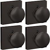 Schlage Plymouth Non-Turning One-Sided Dummy Door Knob with Collins Rose - Pack of 4 Aged Bronze