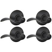 Schlage Accent Privacy Door Lever Set with Plymouth Rose - Pack of 4 Aged Bronze