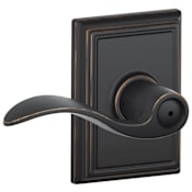 Schlage Accent Privacy Door Lever Set with Decorative Addison Trim Aged Bronze
