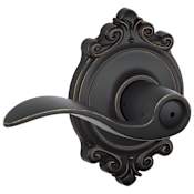 Schlage Accent Privacy Door Lever Set with Decorative Brookshire Trim Aged Bronze