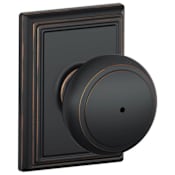 Schlage Andover Privacy Door Knob Set with Decorative Addison Trim Aged Bronze