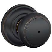 Schlage Andover Privacy Door Knob Set with Decorative Andover Trim Aged Bronze