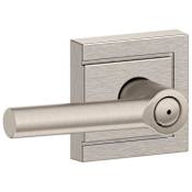 Schlage Broadway Privacy Door Lever Set with Decorative Upland Trim Satin Nickel