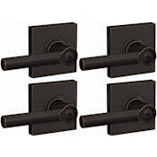 Schlage Broadway Privacy Door Lever Set with Collins Trim - Pack of 4 Aged Bronze
