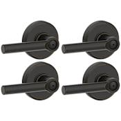 Schlage Broadway Privacy Door Lever Set with Decorative Greyson Trim - Pack of 4 Aged Bronze
