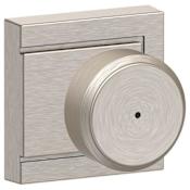 Schlage Bowery Privacy Door Knob Set with Decorative Upland Trim Satin Nickel