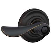 Schlage Champagne Privacy Door Lever Set with Decorative Andover Trim Aged Bronze