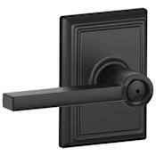 Schlage Latitude Privacy Door Lever Set with Decorative Addison Trim Matte Black