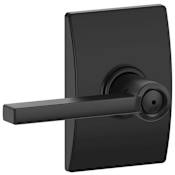 Schlage Latitude Privacy Door Lever Set with Decorative Century Trim Matte Black