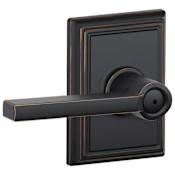 Schlage Latitude Privacy Door Lever Set with Decorative Addison Trim Aged Bronze
