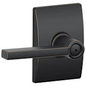Schlage Latitude Privacy Door Lever Set with Decorative Century Trim Aged Bronze