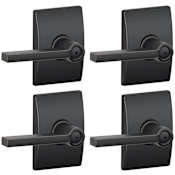 Schlage Latitude Privacy Door Lever Set with Century Rose - Pack of 4 Aged Bronze