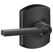 Schlage Latitude Privacy Door Lever Set with Decorative Greenwich Trim Aged Bronze