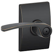 Schlage Merano Privacy Door Lever Set with Decorative Century Trim Aged Bronze
