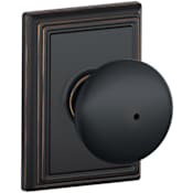 Schlage Plymouth Privacy Knob Set with Decorative Addison Trim Aged Bronze