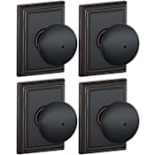 Schlage Plymouth Privacy Knob Set with Decorative Addison Trim - Pack of 4 Aged Bronze