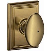 Schlage Siena Privacy Door Knob Set with Decorative Addison Trim Antique Brass