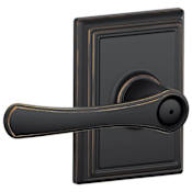 Schlage Avila Privacy Door Lever Set with Decorative Addison Trim Aged Bronze