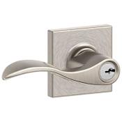 Schlage Accent Single Cylinder Keyed Entry Door Lever Set with Decorative Collins Trim Satin Nickel