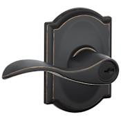 Schlage Accent Single Cylinder Keyed Entry Door Lever Set with Decorative Camelot Trim Aged Bronze