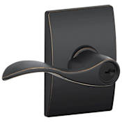 Schlage Accent Single Cylinder Keyed Entry Door Lever Set with Decorative Century Trim Aged Bronze