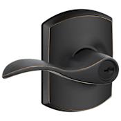 Schlage Accent Single Cylinder Keyed Entry Door Lever Set with Decorative Greenwich Trim Aged Bronze