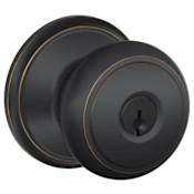 Schlage Andover Keyed Entry Door Knob Set Aged Bronze