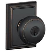 Schlage Andover Keyed Entry Door Knob Set with Decorative Addison Trim Aged Bronze