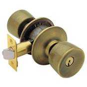 Schlage Bell Keyed Entry Door Knob Set Antique Brass