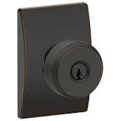 Schlage Bowery Single Cylinder Keyed Entry Door Knob Set with Decorative Century Trim Aged Bronze