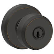 Schlage Bowery Keyed Entry Door Knob Set with Decorative Greyson Trim Aged Bronze