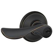 Schlage Champagne Single Cylinder Keyed Entry Door Lever Set Aged Bronze