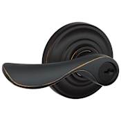 Schlage Champagne Single Cylinder Keyed Entry Door Lever Set with Decorative Andover Trim Aged Bronze