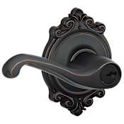 Schlage Flair Single Cylinder Keyed Entry Door Lever Set with Decorative Brookshire Trim Aged Bronze