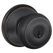 Schlage Georgian Keyed Entry Door Knob Set Aged Bronze