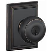Schlage Georgian Keyed Entry Door Knob Set with Decorative Addison Trim Aged Bronze
