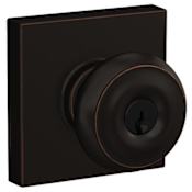 Schlage Georgian Keyed Entry Single Cylinder Door Knob Set with Decorative Collins Trim Aged Bronze