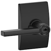 Schlage Latitude Single Cylinder Keyed Entry Door Lever Set with Decorative Century Trim Matte Black