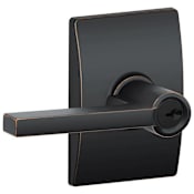 Schlage Latitude Single Cylinder Keyed Entry Door Lever Set with Decorative Century Trim Aged Bronze