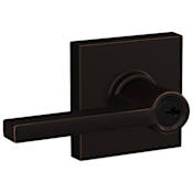 Schlage Latitude Single Cylinder Keyed Entry Door Lever Set with Collins Trim Aged Bronze