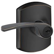 Schlage Merano Single Cylinder Keyed Entry Door Lever Set with Decorative Greenwich Trim Aged Bronze