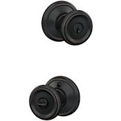 Schlage Custom Offerman Single Cylinder Keyed Entry Door Knob Set with Georgian Trim Aged Bronze
