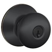 Schlage Plymouth Keyed Entry Door Knob Set Aged Bronze