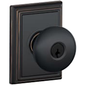 Schlage Plymouth Keyed Entry Single Cylinder Door Knob Set with Decorative Addison Trim Aged Bronze