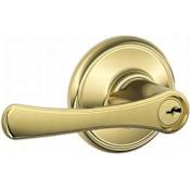 Schlage Avila Single Cylinder Keyed Entry Door Lever Set Bright Brass
