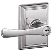 Schlage Avila Keyed Entry Door Lever with Addison Rosette Polished Chrome