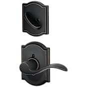 Schlage Accent Left Handed Single Cylinder Interior Pack with Decorative Camelot Trim - Exterior Handleset Sold Separately Aged Bronze