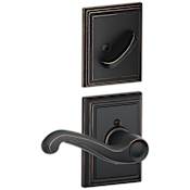 Schlage Flair Right Handed Single Cylinder Interior Pack with Decorative Addison Trim - Exterior Handleset Sold Separately Aged Bronze