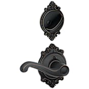 Schlage Flair Right Handed Single Cylinder Interior Pack with Decorative Brookshire Trim - Exterior Handleset Sold Separately Aged Bronze