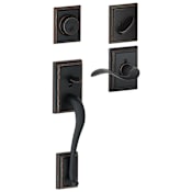 Schlage Addison Right Handed Sectional Single Cylinder Keyed Entry Handleset with Accent Lever with Decorative Addison Trim Aged Bronze